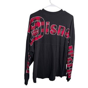 Disney Parks Holiday Plaid Spirit Jersey Adult Medium Black Red WDW Long Sleeve